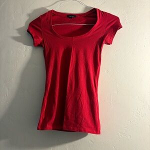 Ambiance Red Scoop Neck Short Sleeve Top | Size Small